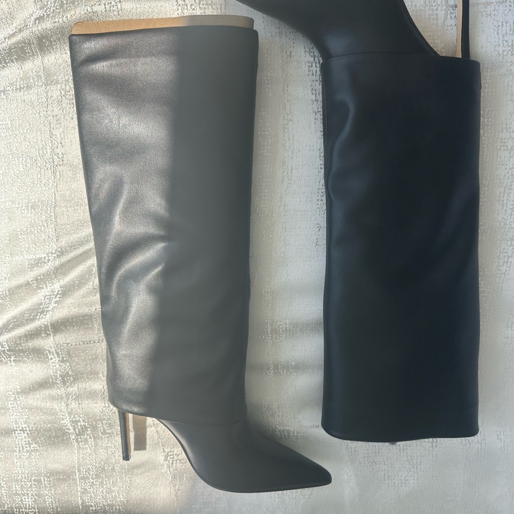 Black Leather Knee-High Boots